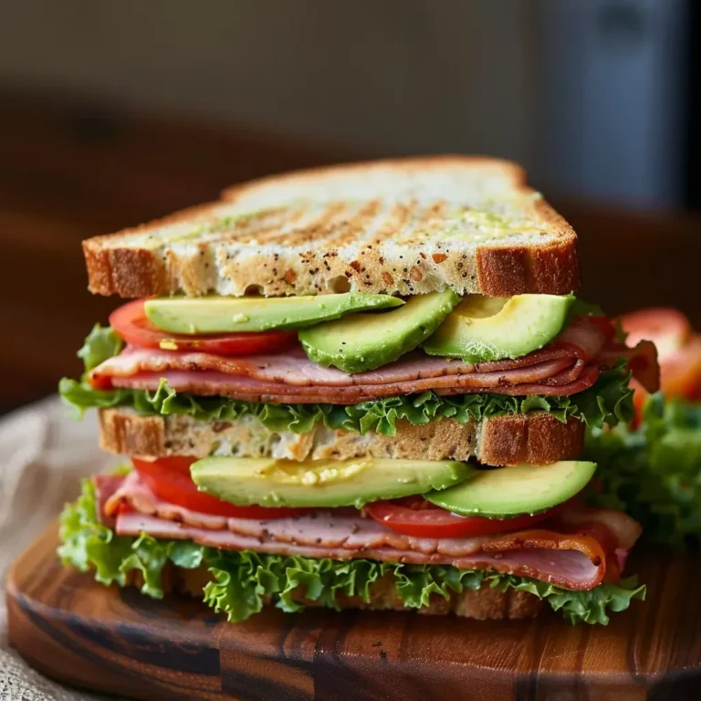 Delicious Turkey Avocado Club Sandwich
