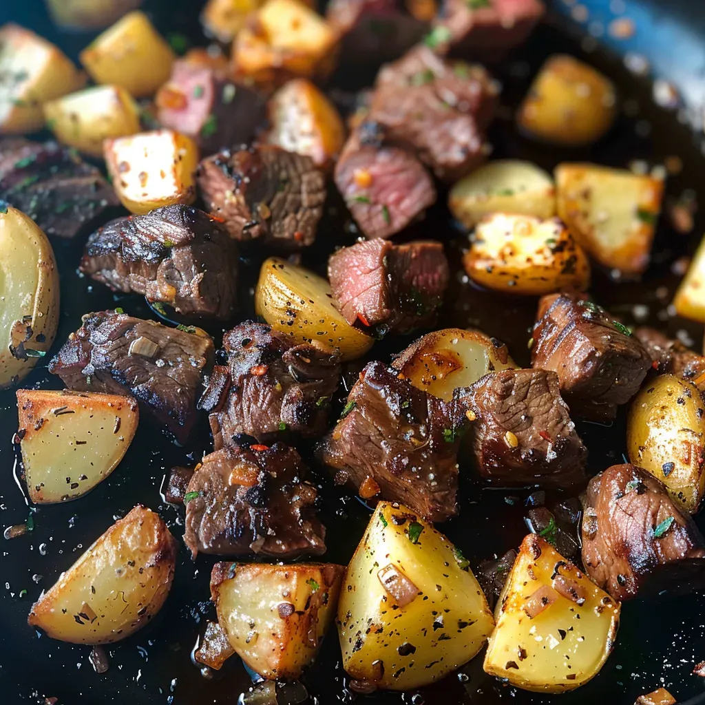 Garlic Steak and Potatoes on the Blackstone Griddle