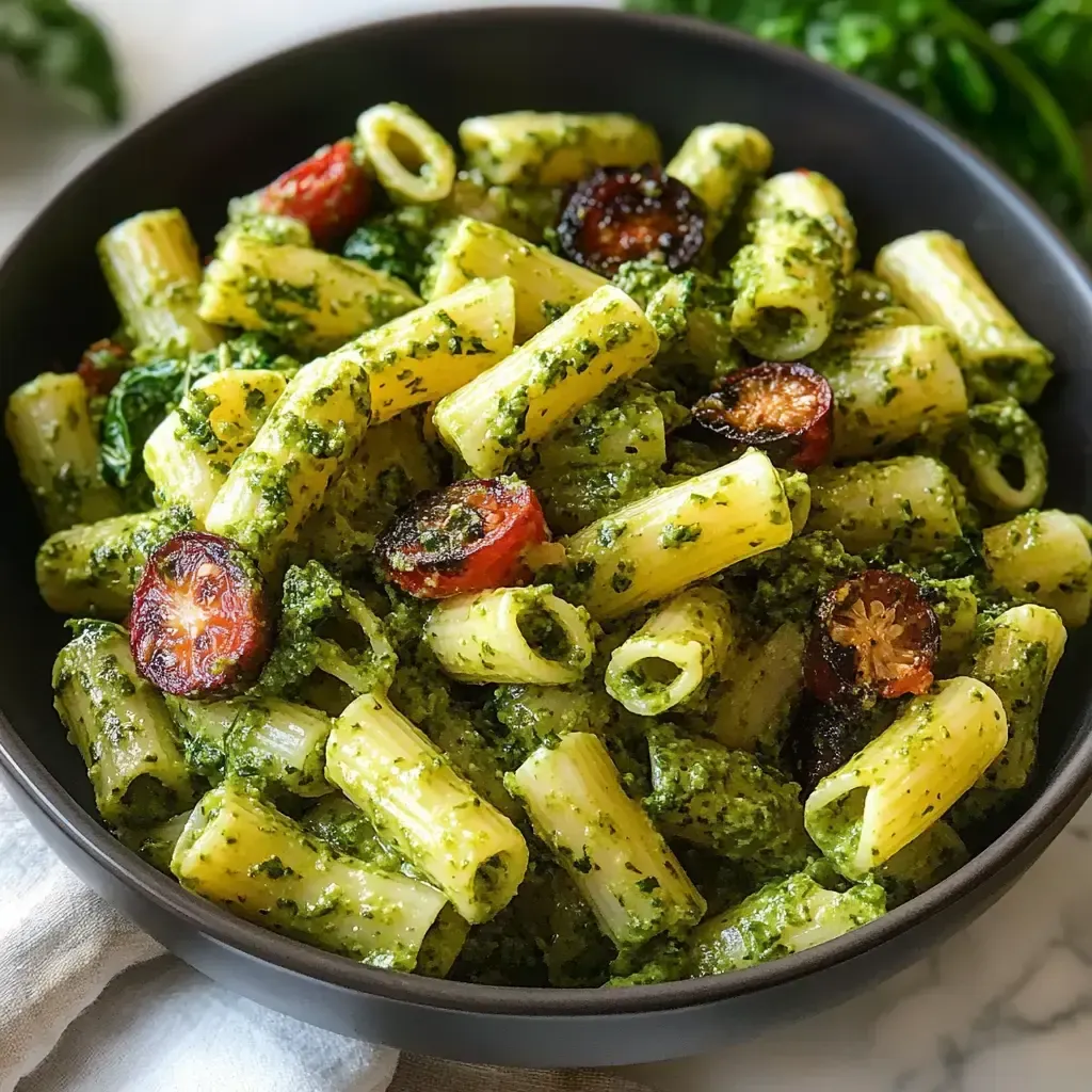 Lemony Spinach Pesto Pasta with Veggies