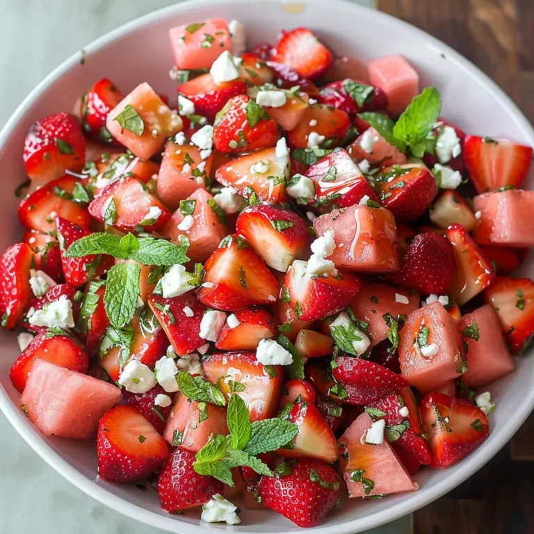 Refreshing Strawberry Watermelon Salad with Honey Lime Dressing