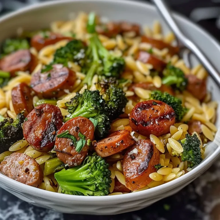 Savory Chicken Sausage Orzo with Broccoli