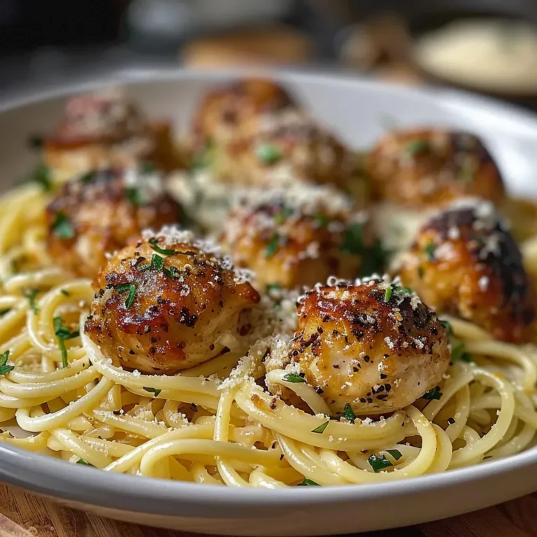 Savory Garlic Parmesan Chicken Bites with Pasta
