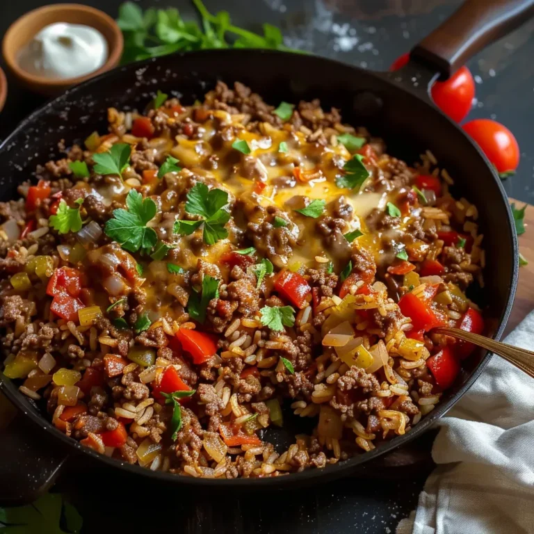 Savory Ground Beef Rice Skillet Recipe