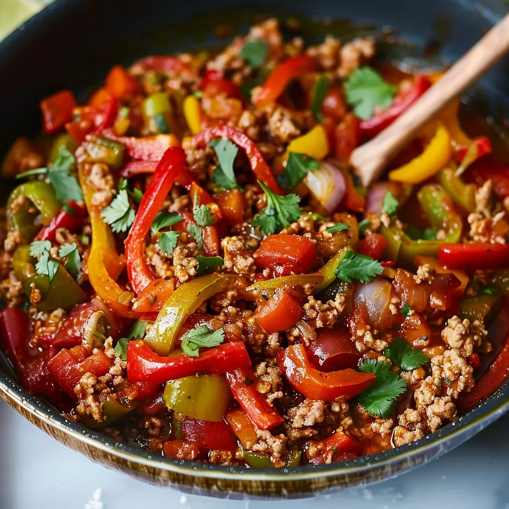Savory Ground Turkey with Colorful Peppers