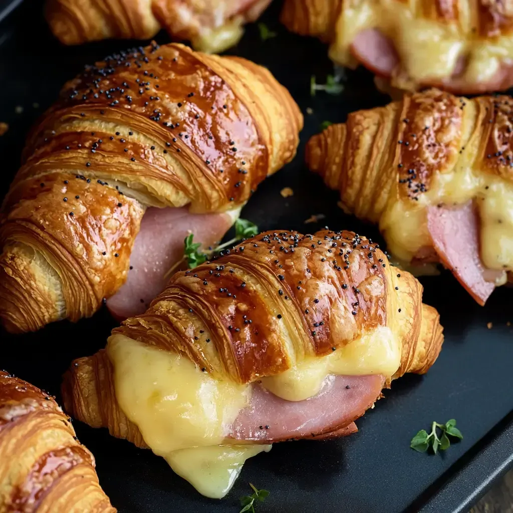 Savory Ham and Cheese Croissant with Honey Mustard Glaze