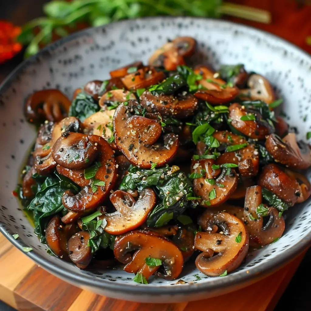 Savory Sauteed Mushrooms Spinach Recipe