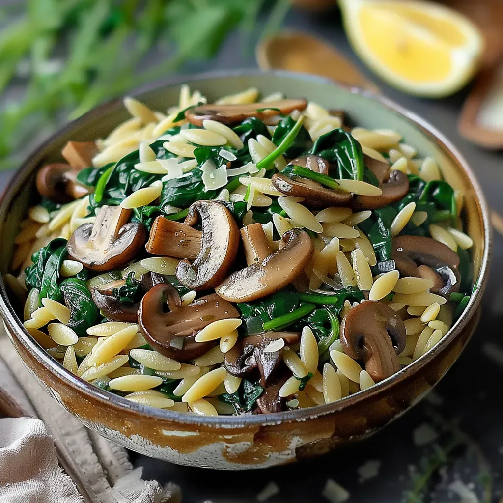Savory Spinach Mushroom Orzo Delight