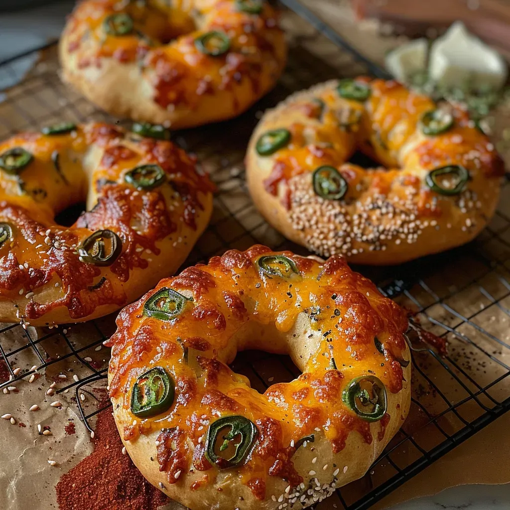 Spicy Jalapeño Cheddar Sourdough Bagels
