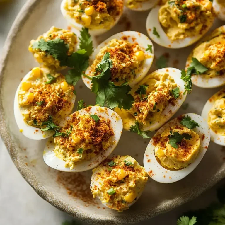 Spicy Mexican Street Corn Deviled Eggs