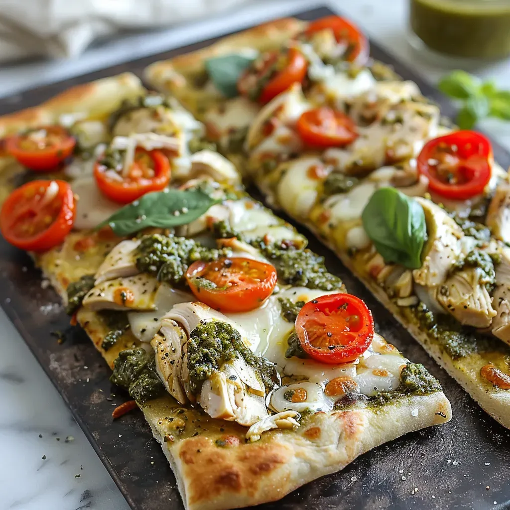 Tasty Chicken Pesto Flatbread - Easy Recipe