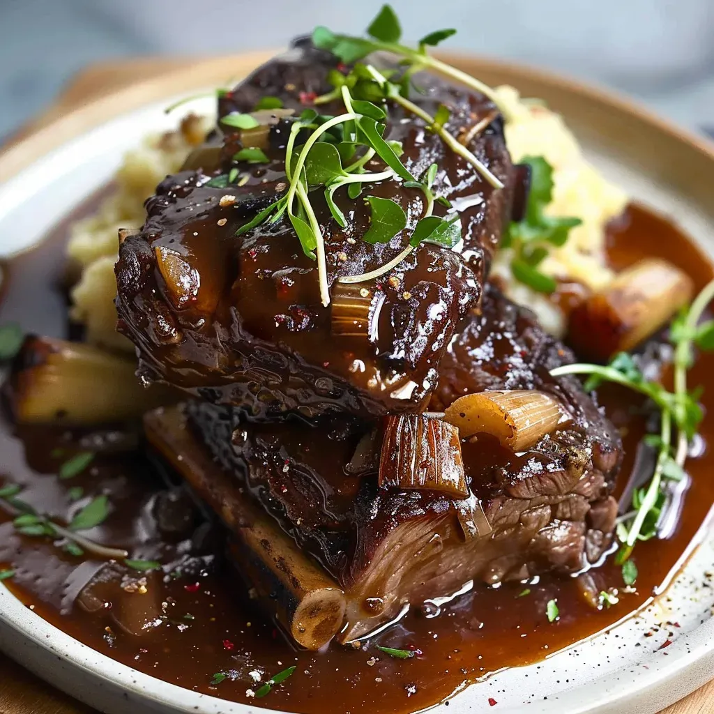 Tender Braised Beef Short Ribs with Red Wine Sauce