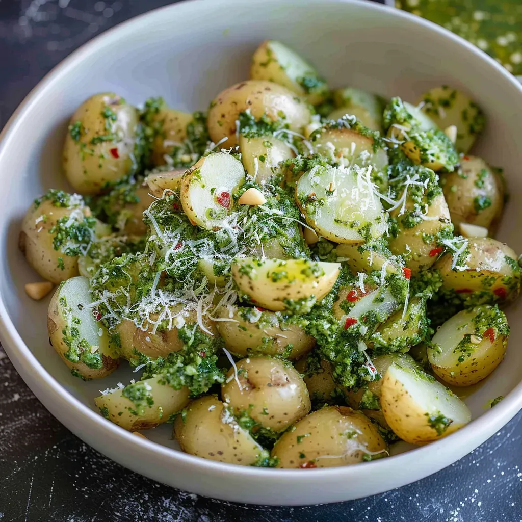 Zesty Arugula Pesto Potato Salad